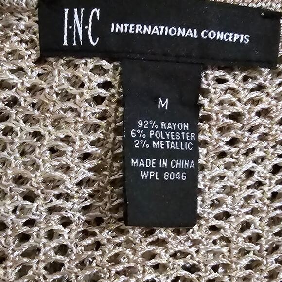 Inc Metallic Gold Thread Asymmetrical Hem Laced Front Sweater Cover Up Med - Picture 6 of 8